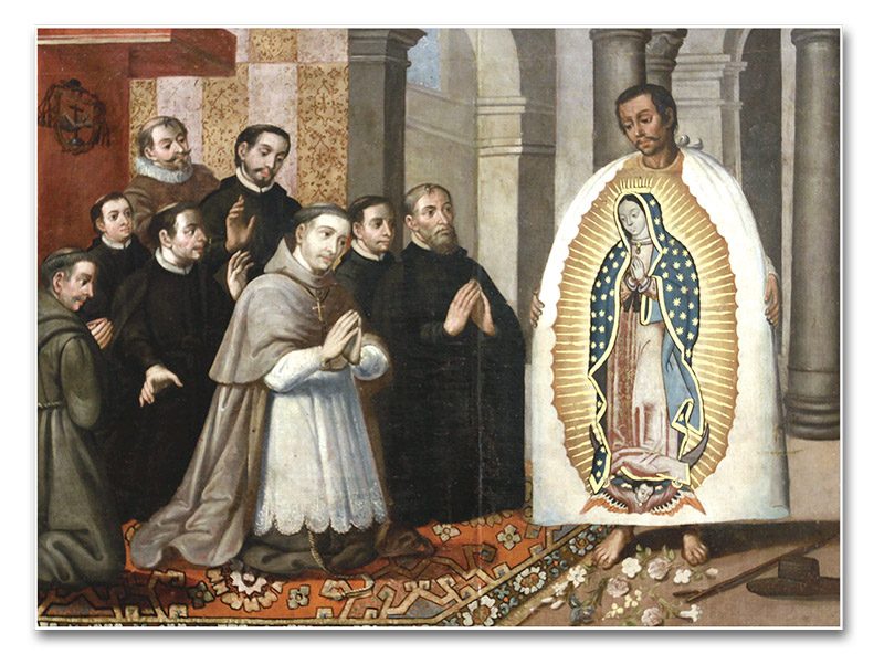 La tilma de Juan Diego con la imagen de la Virgen impresa milagrosamente