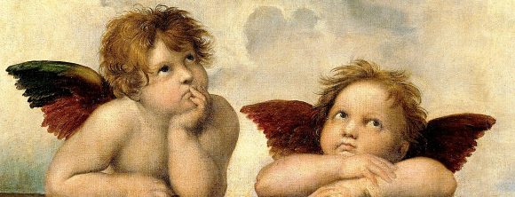 Los dos querubines soñadores en la base de la Madonna Sixtina