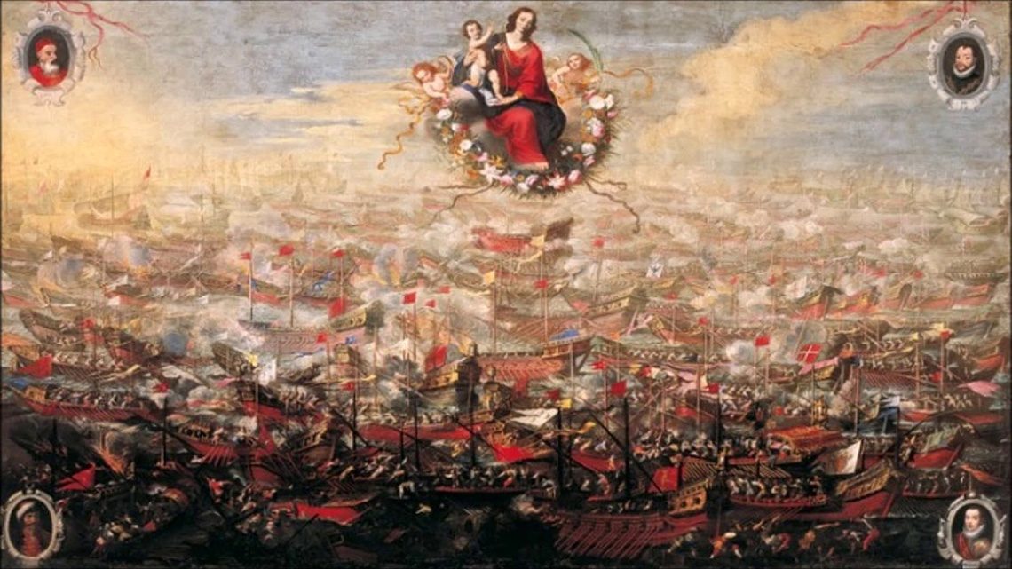 Batalla naval de Lepanto (1571) con galeras en combate