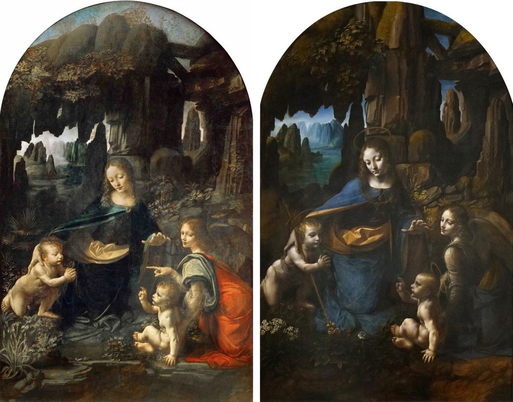 Las dos versiones de la Virgen de las Rocas de Da Vinci lado a lado